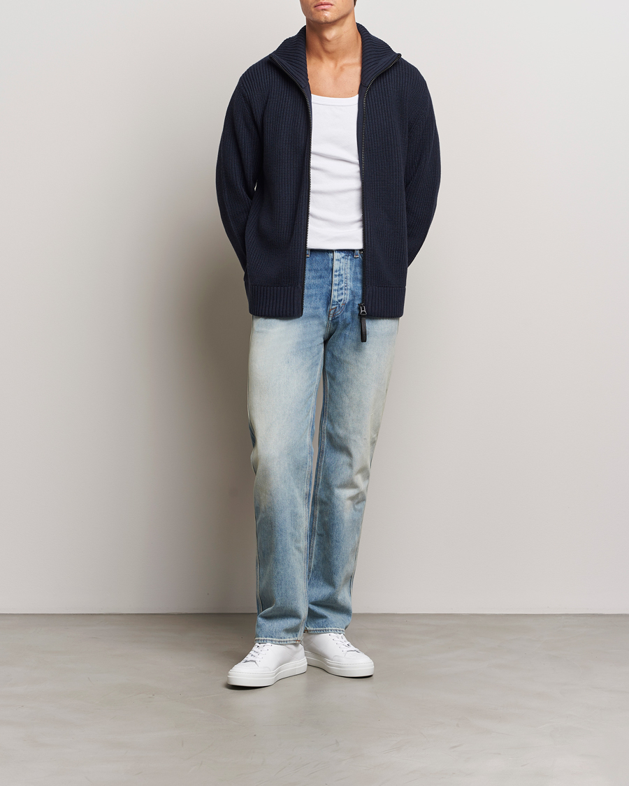 Herre | Gensere | J.Lindeberg | Skyler Wool Blend Zip Cardigan Navy