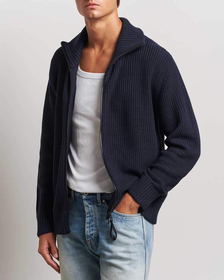 Herre | Gensere | J.Lindeberg | Skyler Wool Blend Zip Cardigan Navy