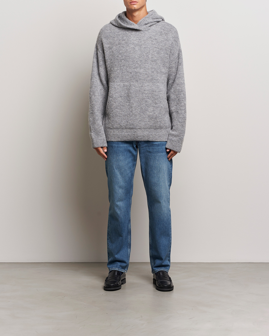 Herre | Gensere | J.Lindeberg | Broon Alpaca Blend Hoodie Mid Grey Melange