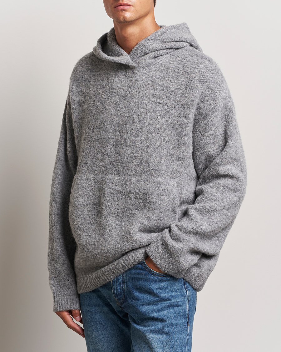 Herre | Gensere | J.Lindeberg | Broon Alpaca Blend Hoodie Mid Grey Melange