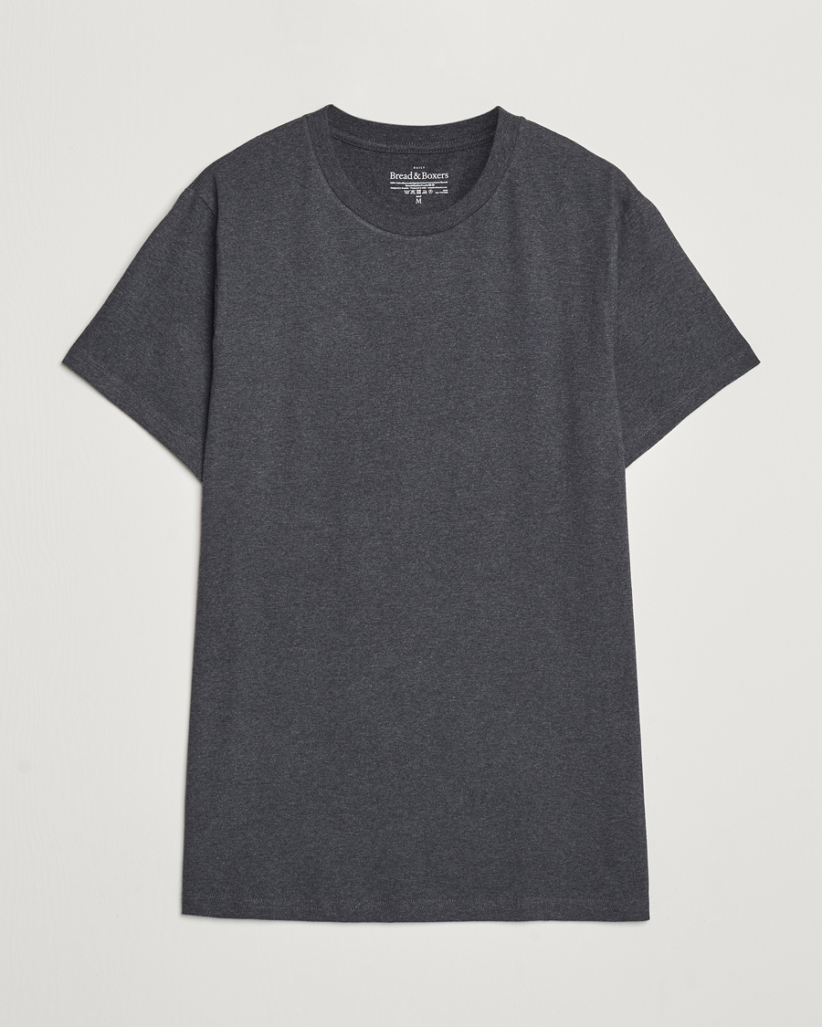 Herre | T-Shirts | Bread & Boxers | Heavy Cotton Crew Neck T-Shirt Dark Grey Melange