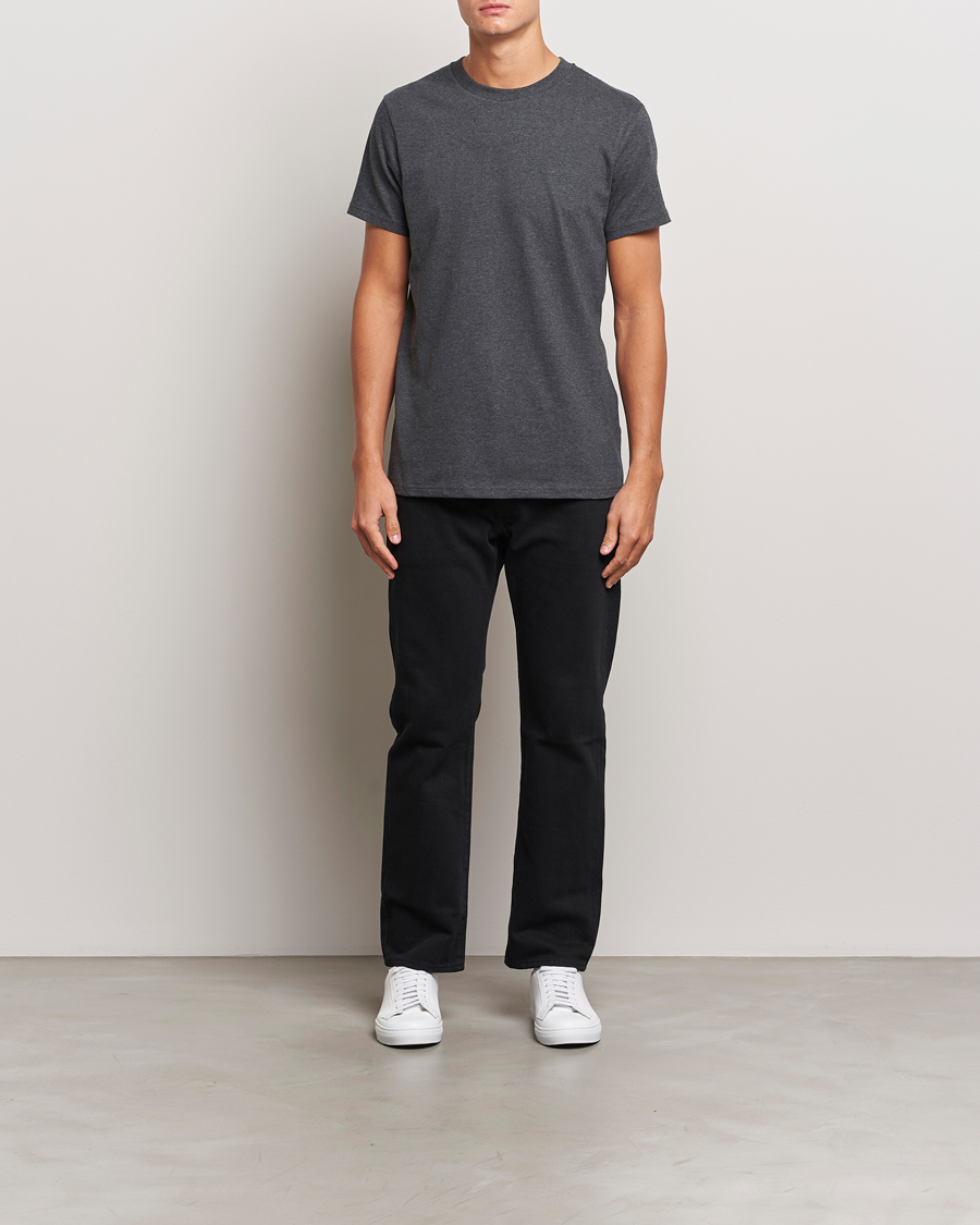 Herre | T-Shirts | Bread & Boxers | Heavy Cotton Crew Neck T-Shirt Dark Grey Melange