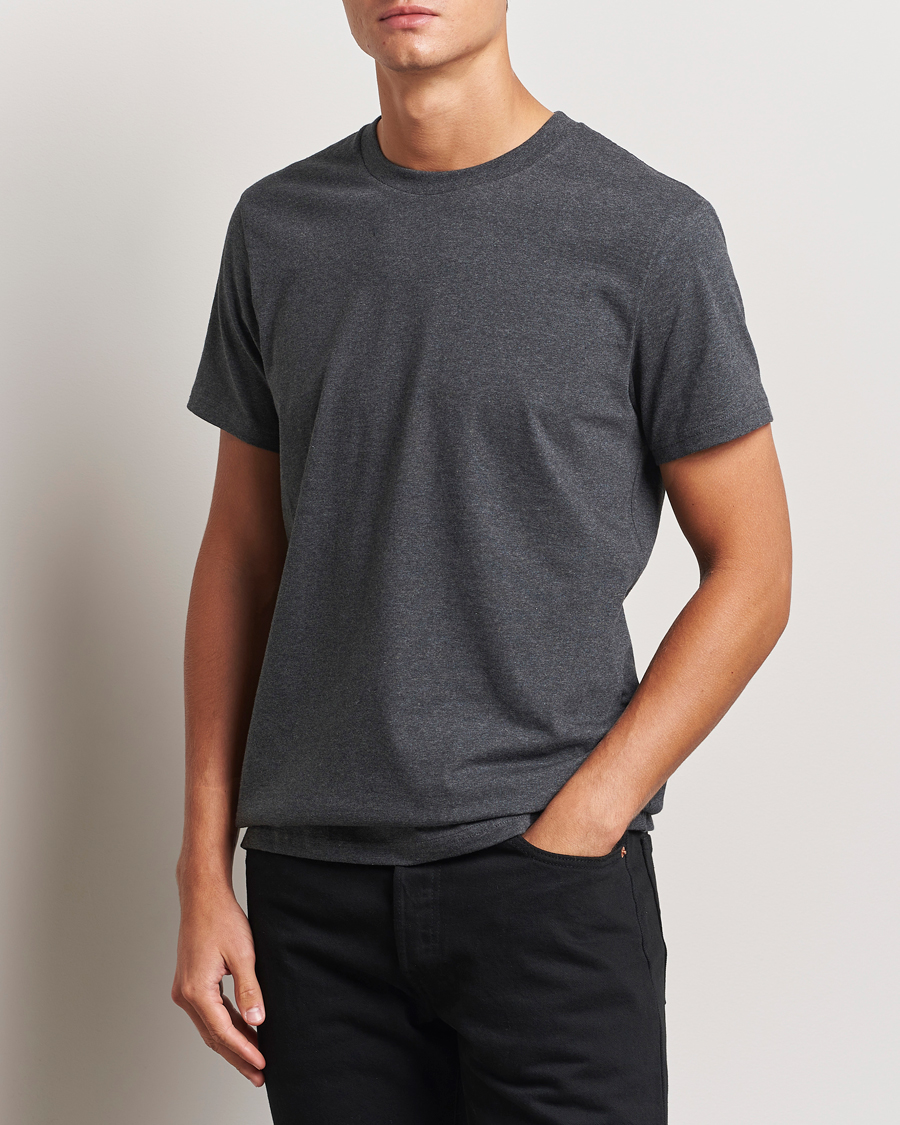 Herre | T-Shirts | Bread & Boxers | Heavy Cotton Crew Neck T-Shirt Dark Grey Melange