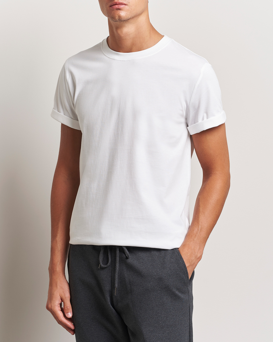 Herre | T-Shirts | Bread & Boxers | Roll-Up Crew Neck T-Shirt White