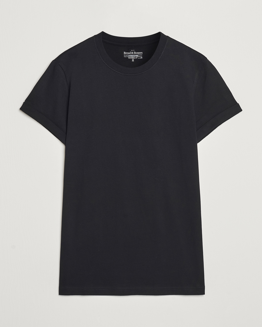 Herre | T-Shirts | Bread & Boxers | Roll-Up Crew Neck T-Shirt Black