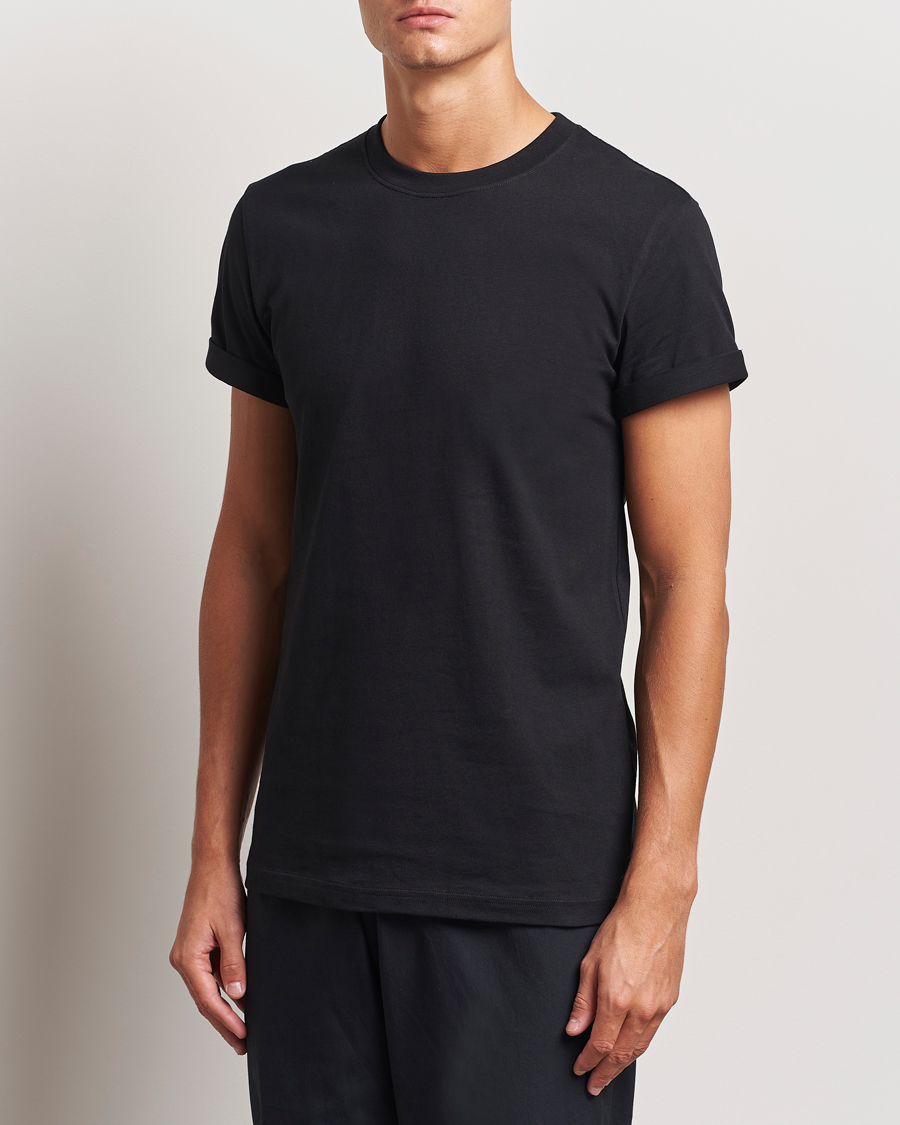 Herre | T-Shirts | Bread & Boxers | Roll-Up Crew Neck T-Shirt Black