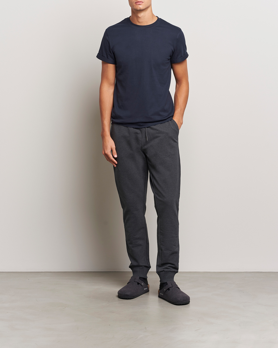 Herre | T-Shirts | Bread & Boxers | Roll-Up Crew Neck T-Shirt Dark Navy