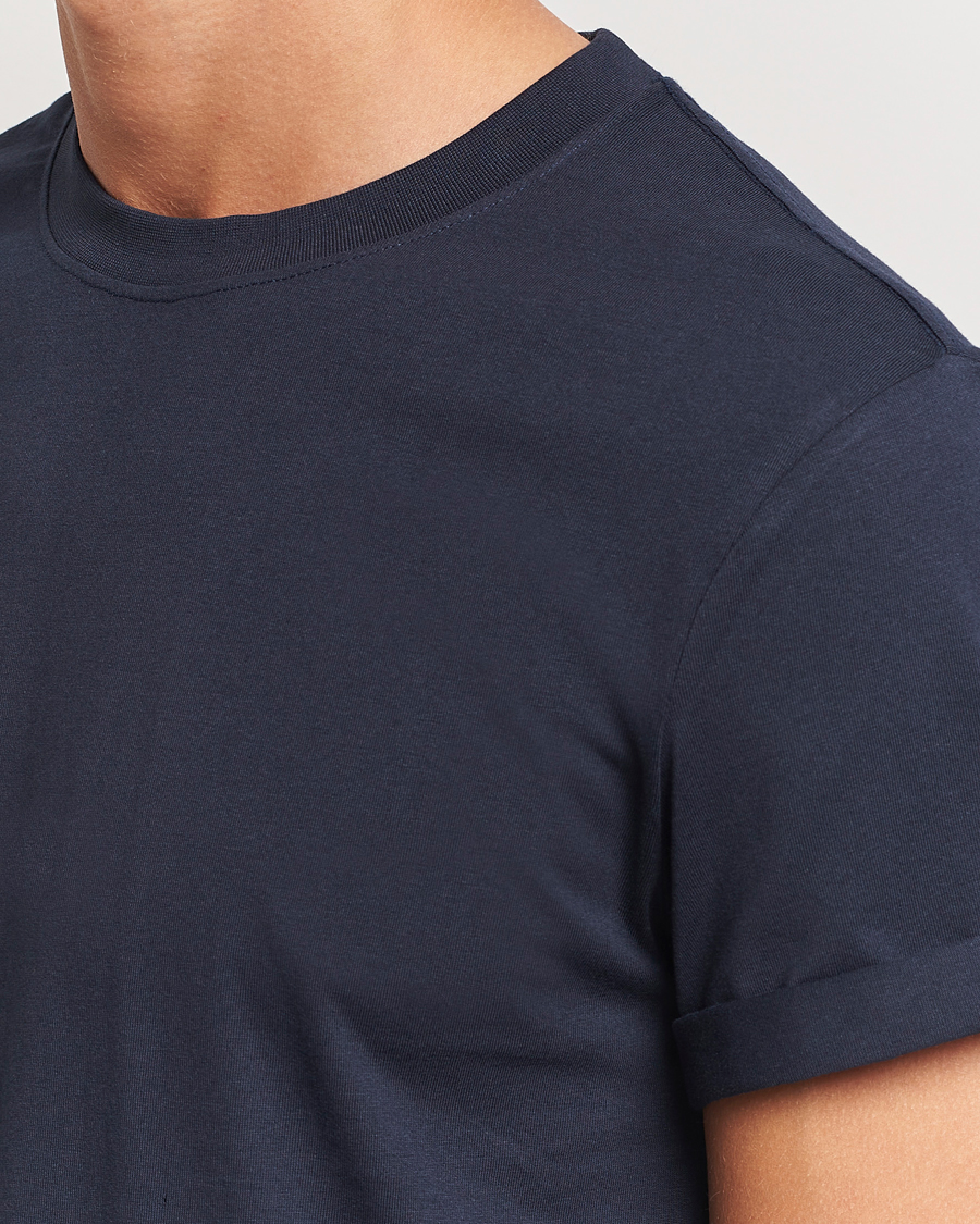 Herre | T-Shirts | Bread & Boxers | Roll-Up Crew Neck T-Shirt Dark Navy