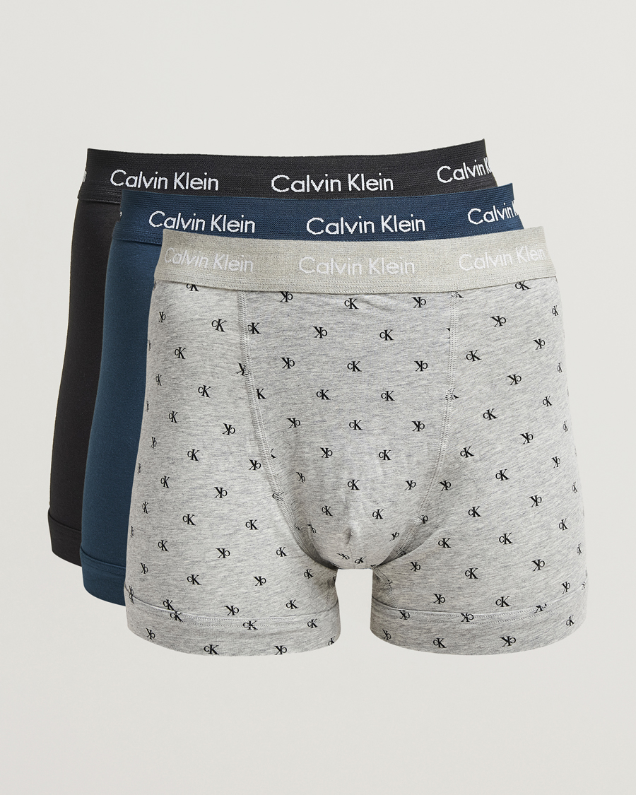 Herre | Undertøy | Calvin Klein | Cotton Stretch 3-Pack Trunk Black/Grey/Blue