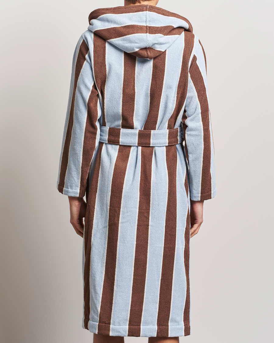 Herre | Tekla Organic Terry Hooded Bathrobe Cocoa Stripes | Tekla | Organic Terry Hooded Bathrobe Cocoa Stripes