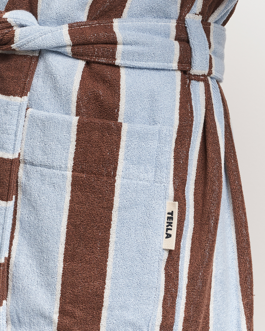 Herre | Tekla Organic Terry Hooded Bathrobe Cocoa Stripes | Tekla | Organic Terry Hooded Bathrobe Cocoa Stripes
