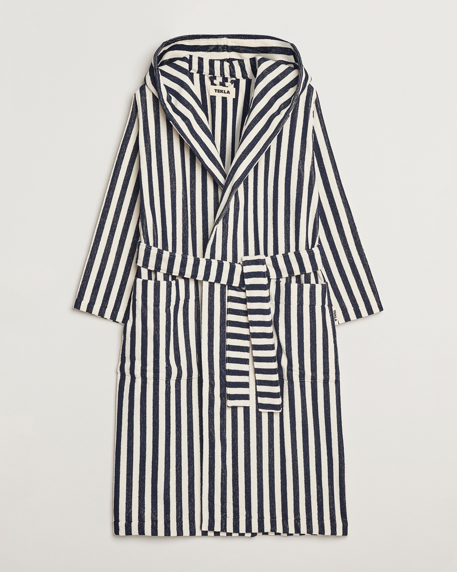 Herre | Tekla Organic Terry Hooded Bathrobe Humbug Stripes | Tekla | Organic Terry Hooded Bathrobe Humbug Stripes
