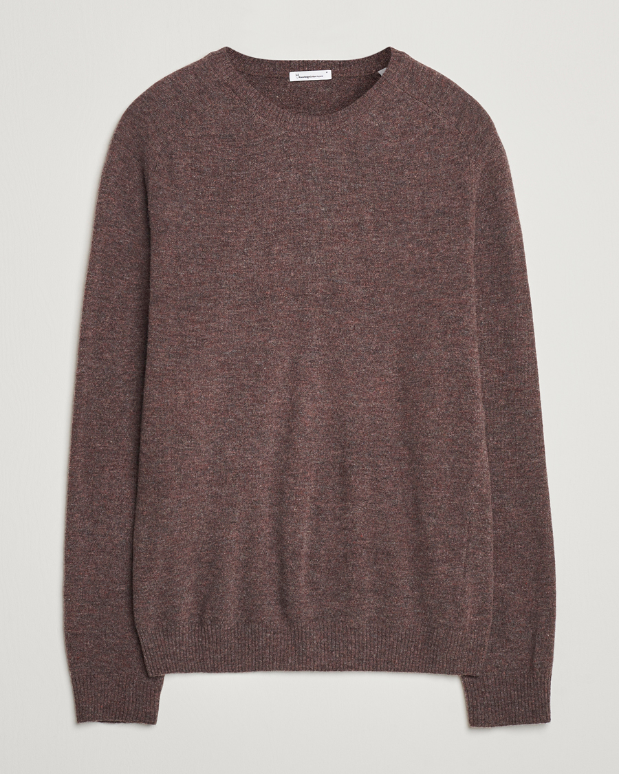 Herre | Gensere | KnowledgeCotton Apparel | Lambswool Roundneck Brown