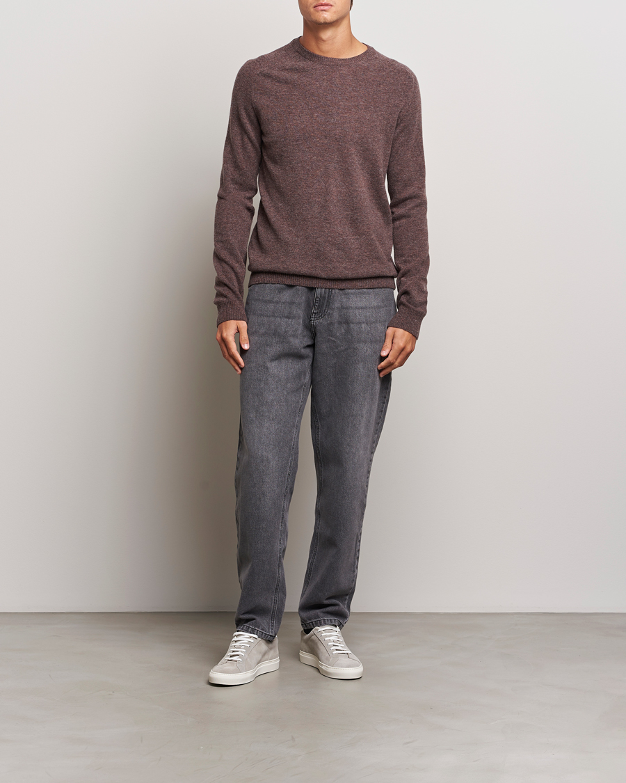 Herre | Gensere | KnowledgeCotton Apparel | Lambswool Roundneck Brown