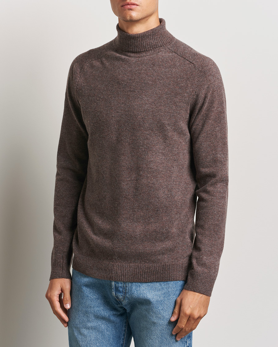 Herre | Gensere | KnowledgeCotton Apparel | Lambswool Rollneck Brown