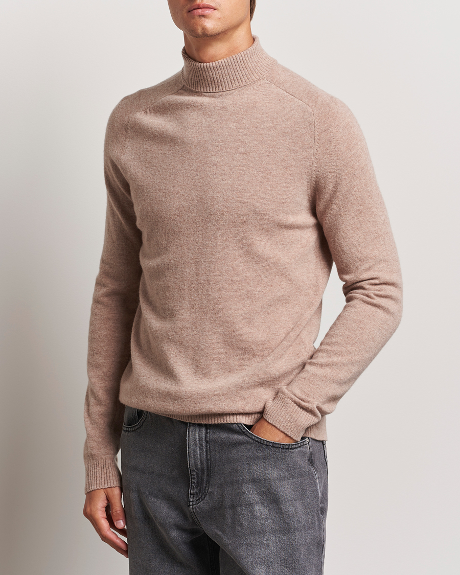 Herre | Gensere | KnowledgeCotton Apparel | Lambswool Rollneck Beige