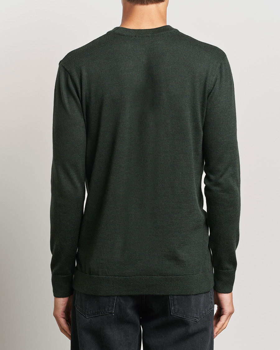 Herre | Gensere | KnowledgeCotton Apparel | Regular Merino Knit Crew Neck Green