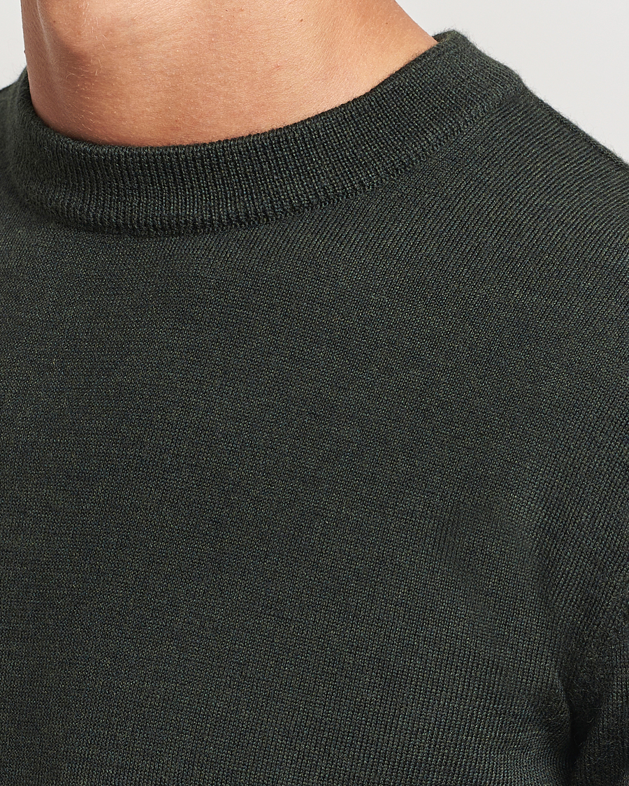 Herre | Gensere | KnowledgeCotton Apparel | Regular Merino Knit Crew Neck Green