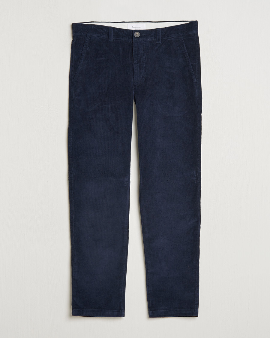 Herre | Bukser | KnowledgeCotton Apparel | Chuck Regular Cord Trousers Navy
