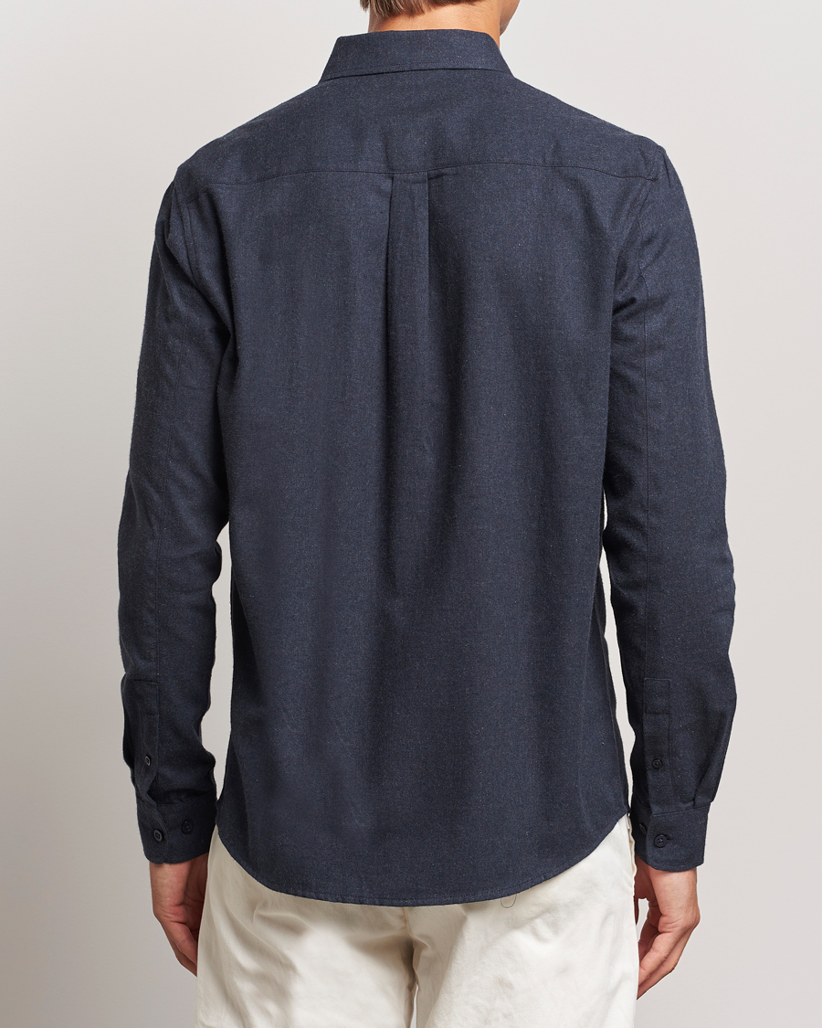 Herre | Skjorter | KnowledgeCotton Apparel | Regular Fit Melange Flannel Shirt Navy