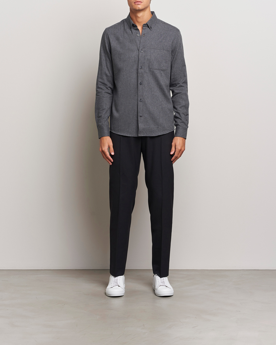 Herre | Skjorter | KnowledgeCotton Apparel | Regular Fit Melange Flannel Shirt Grey