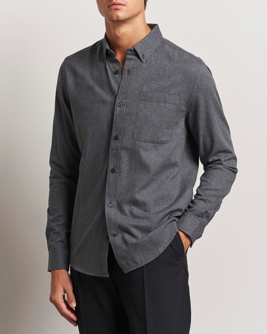 Herre | Skjorter | KnowledgeCotton Apparel | Regular Fit Melange Flannel Shirt Grey