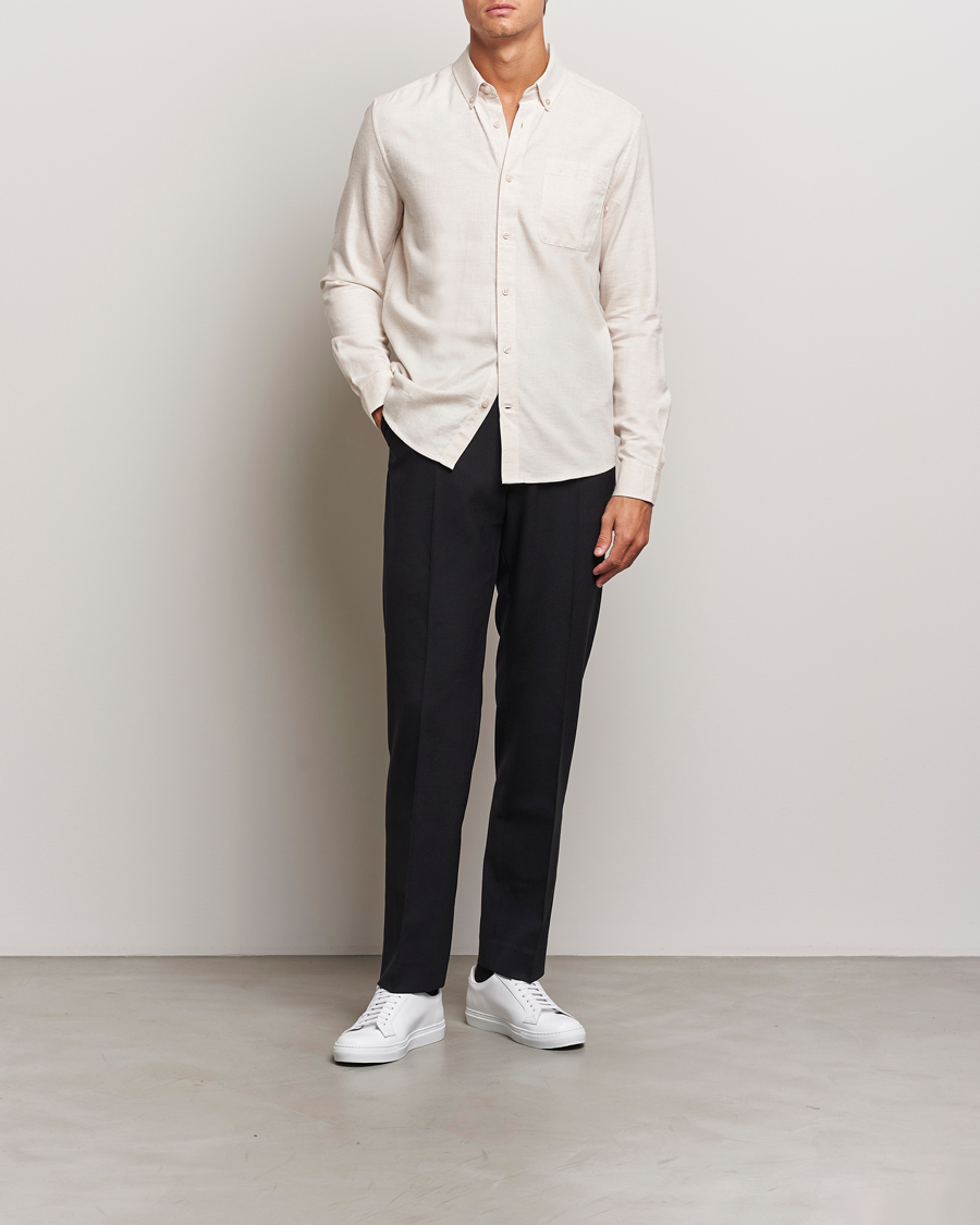 Herre | Skjorter | KnowledgeCotton Apparel | Regular Fit Melange Flannel Shirt Greish
