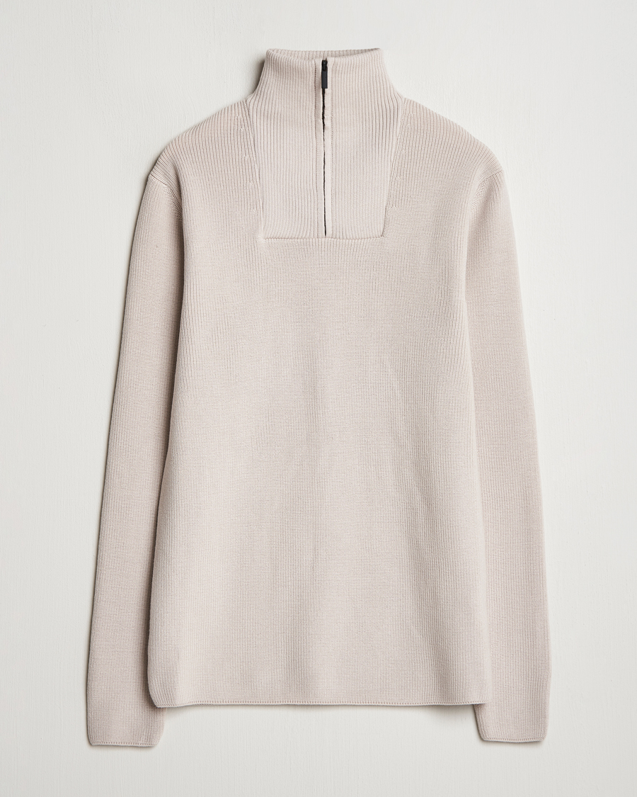 Herre | Gensere | KnowledgeCotton Apparel | Heavy Lambswool Half Zip Off White