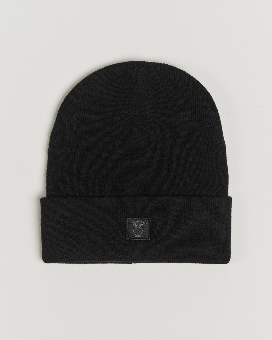 Herre | Luer | KnowledgeCotton Apparel | Double Layer Wool Beanie Black