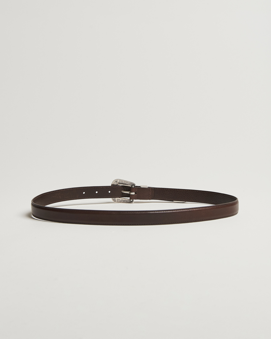 Herre | Anderson's Grained Western Leather Belt 2,5 cm Dark Brown | Anderson's | Grained Western Leather Belt 2,5 cm Dark Brown