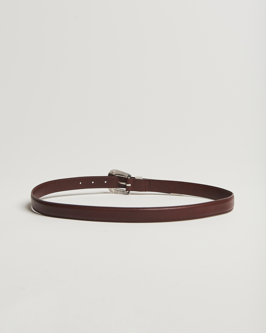 Herre | Belter | Anderson's | Grained Western Leather Belt 2,5 cm Brown