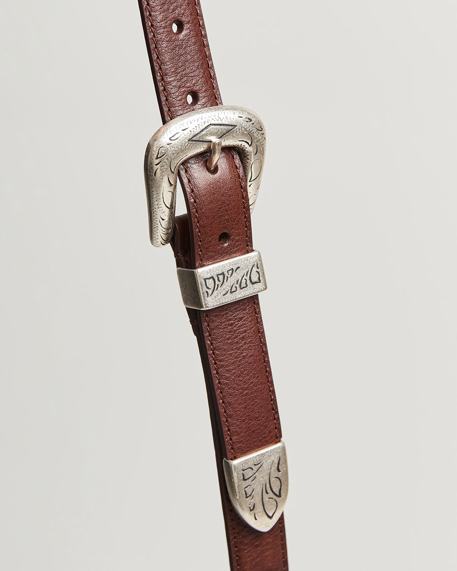Herre | Belter | Anderson's | Grained Western Leather Belt 2,5 cm Brown
