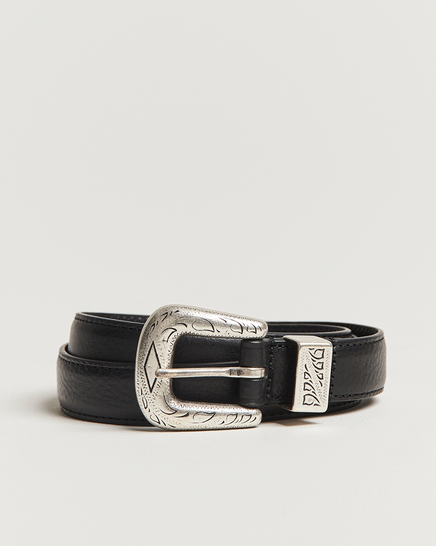 Herre | Belter | Anderson's | Grained Western Leather Belt 2,5 cm Black