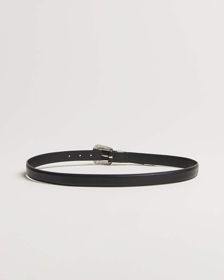 Herre | Belter | Anderson's | Grained Western Leather Belt 2,5 cm Black