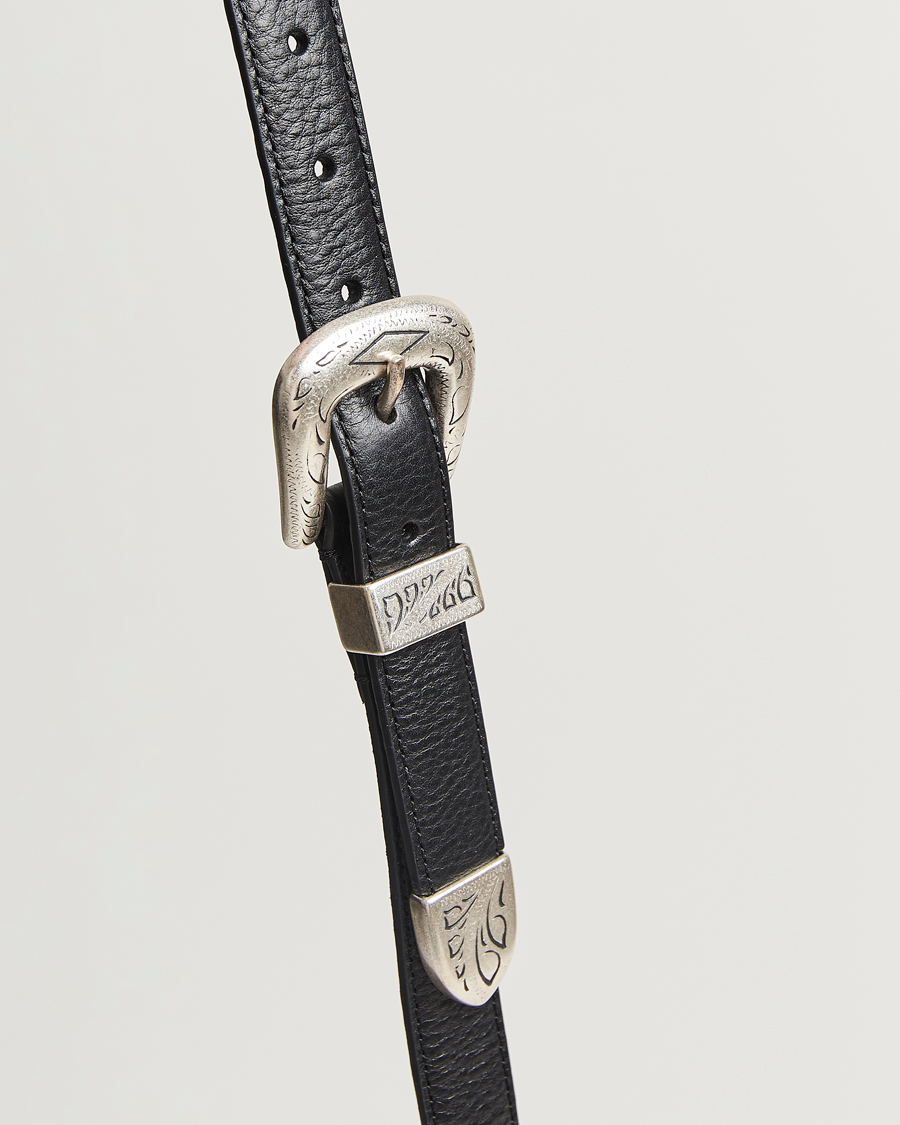 Herre | Belter | Anderson's | Grained Western Leather Belt 2,5 cm Black
