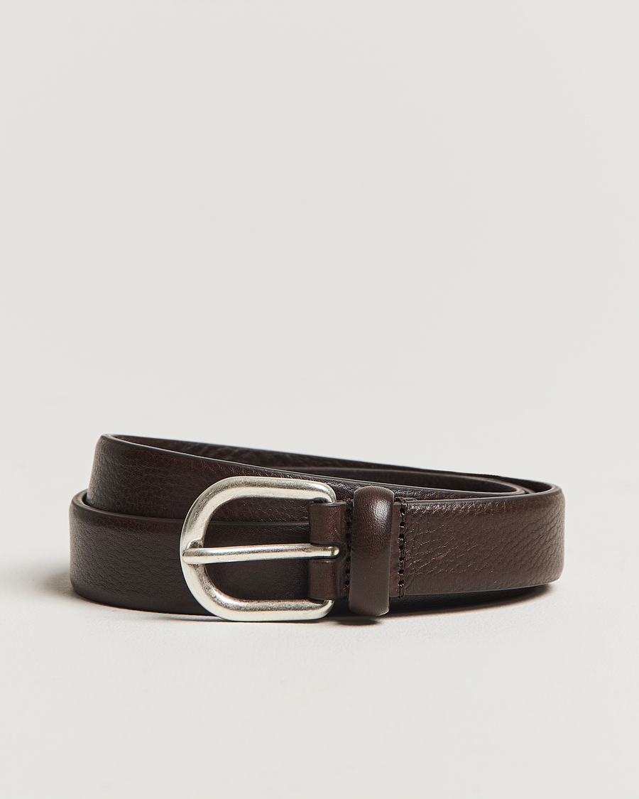Herre | Belter | Anderson's | Grained Leather Belt 2,5 cm Dark Brown