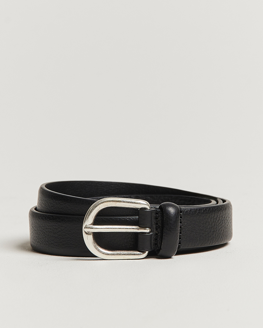 Herre | Belter | Anderson's | Grained Leather Belt 2,5 cm Black