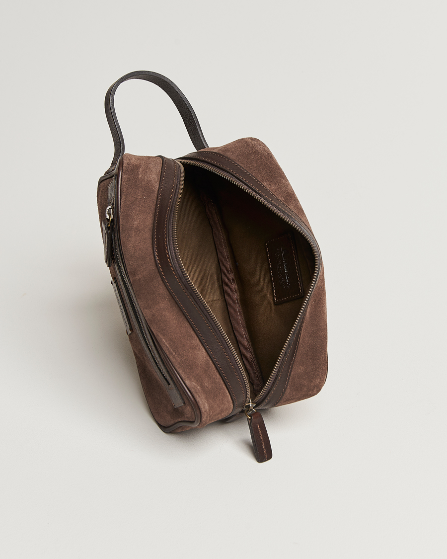 Herre | Vesker | Anderson's | Suede Washbag Dark Brown