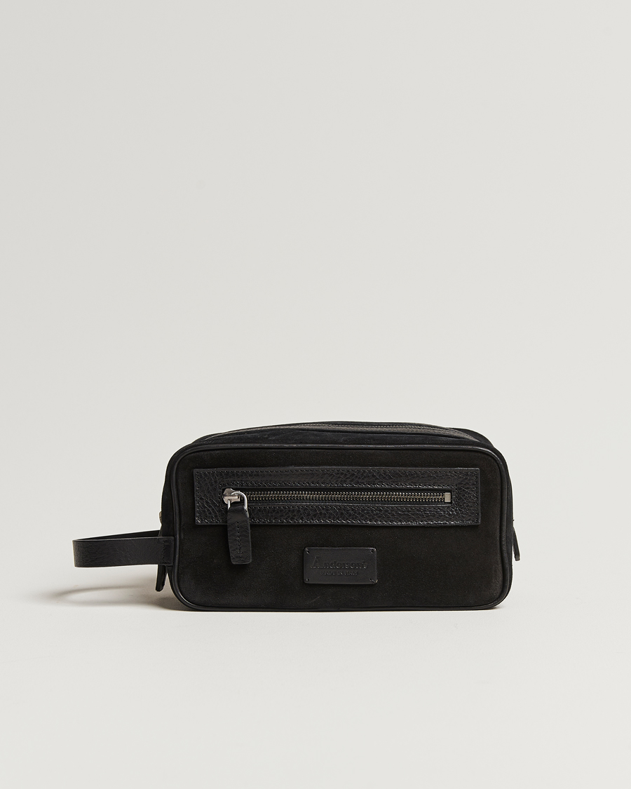 Herre | Vesker | Anderson's | Suede Washbag Black