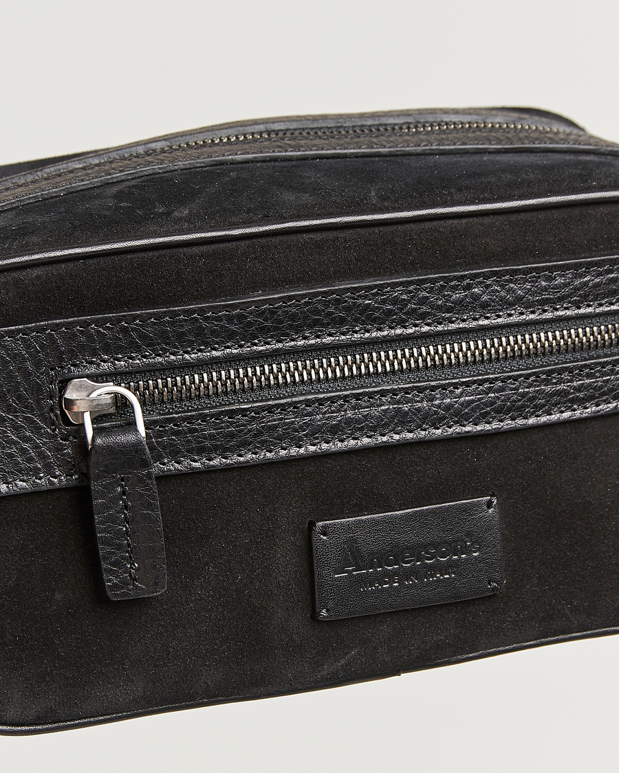 Herre | Vesker | Anderson's | Suede Washbag Black