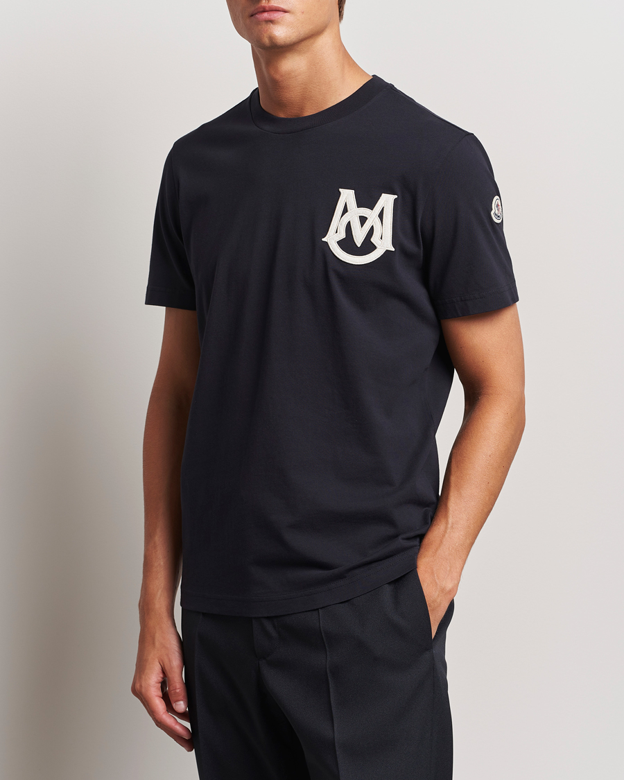 Herre | T-Shirts | Moncler | Embossed Logo T-Shirt Navy