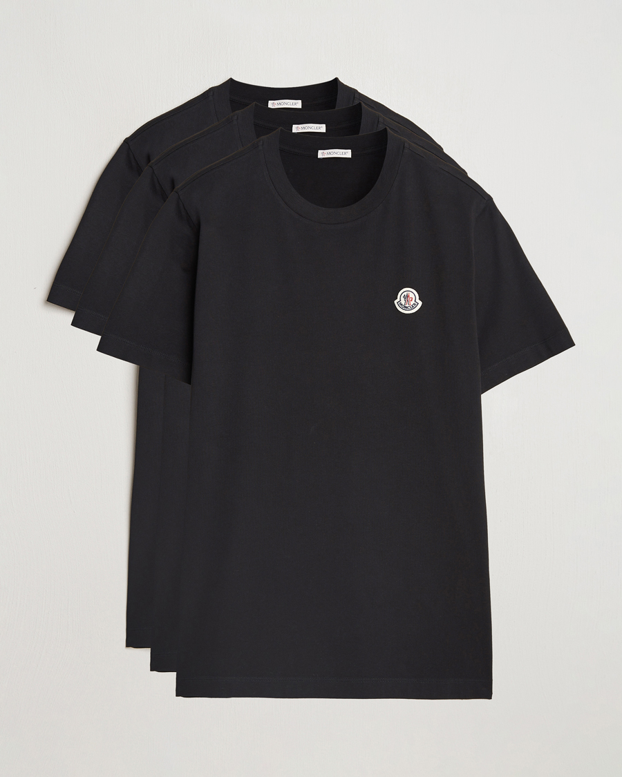 Herre | T-Shirts | Moncler | 3-Pack Logo T-Shirt Black