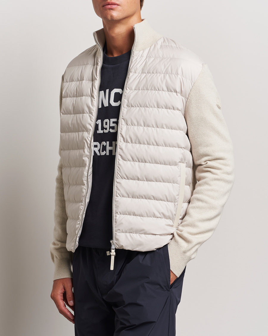 Herre | Jakker | Moncler | Full Zip Padded Cardigan Off White