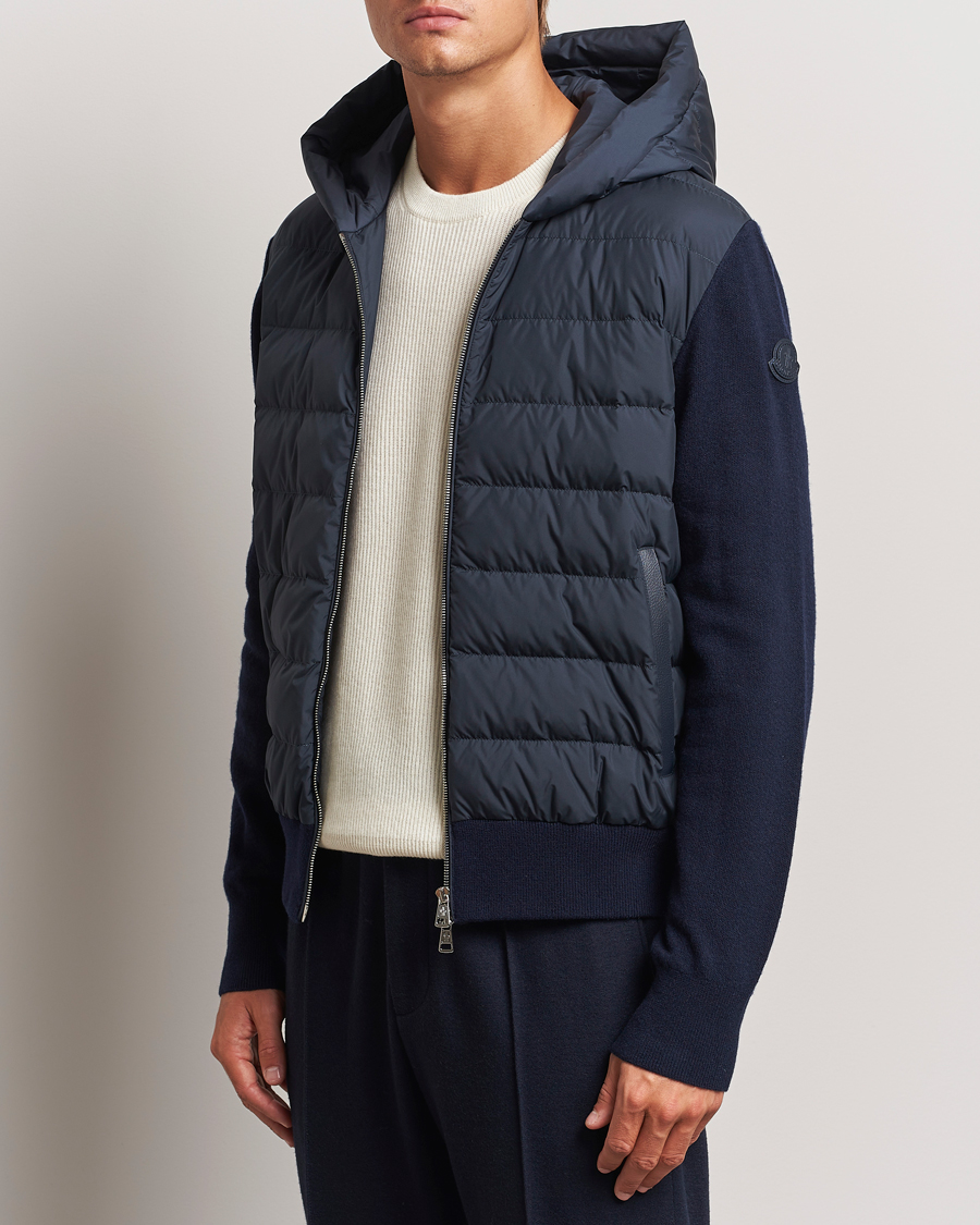 Herre | Jakker | Moncler | Full Zip Padded Hoodie Dark Blue