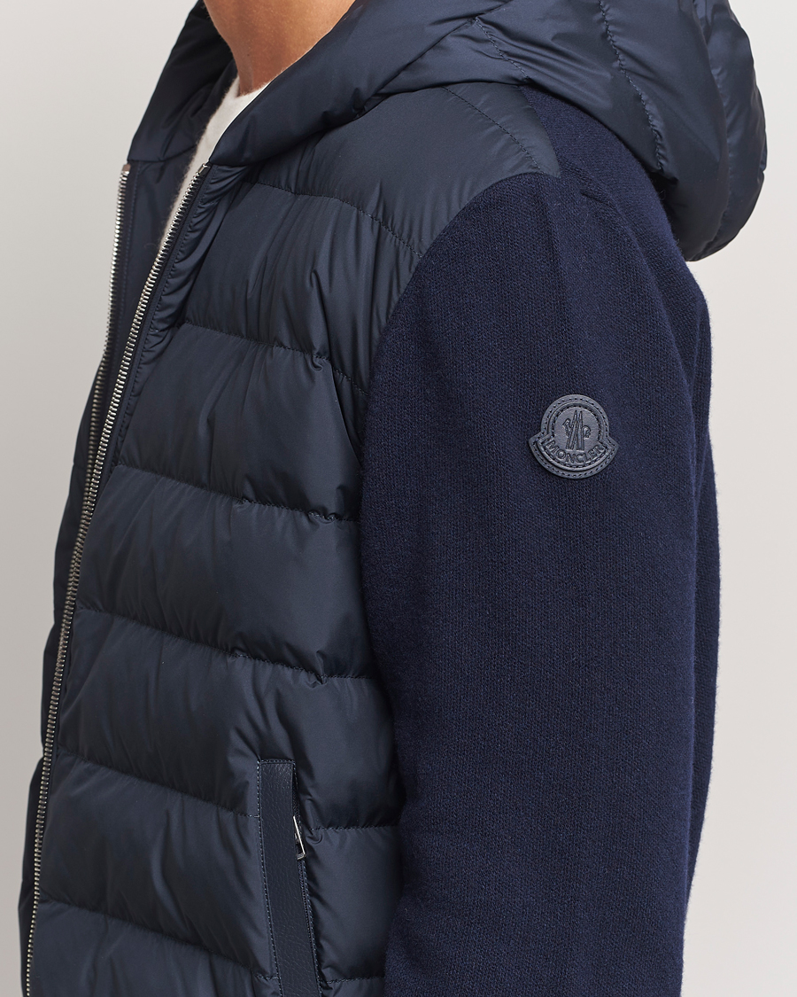 Herre | Jakker | Moncler | Full Zip Padded Hoodie Dark Blue