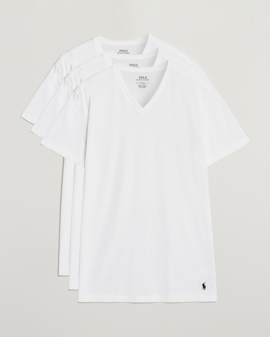 Herre | T-Shirts | Polo Ralph Lauren | 3-Pack V Neck T-Shirt White