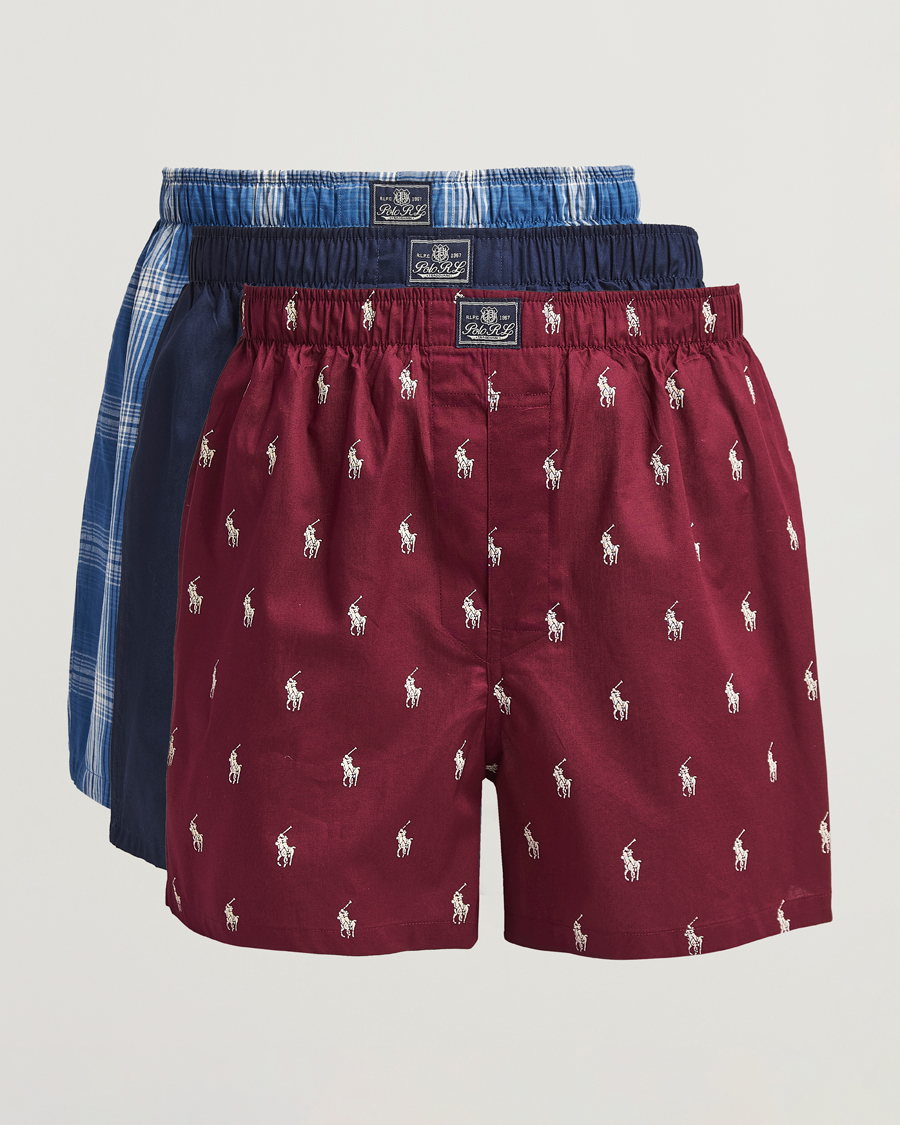 Herre | Undertøy | Polo Ralph Lauren | 3-Pack Woven Boxer Plaid/Navy/Red PP