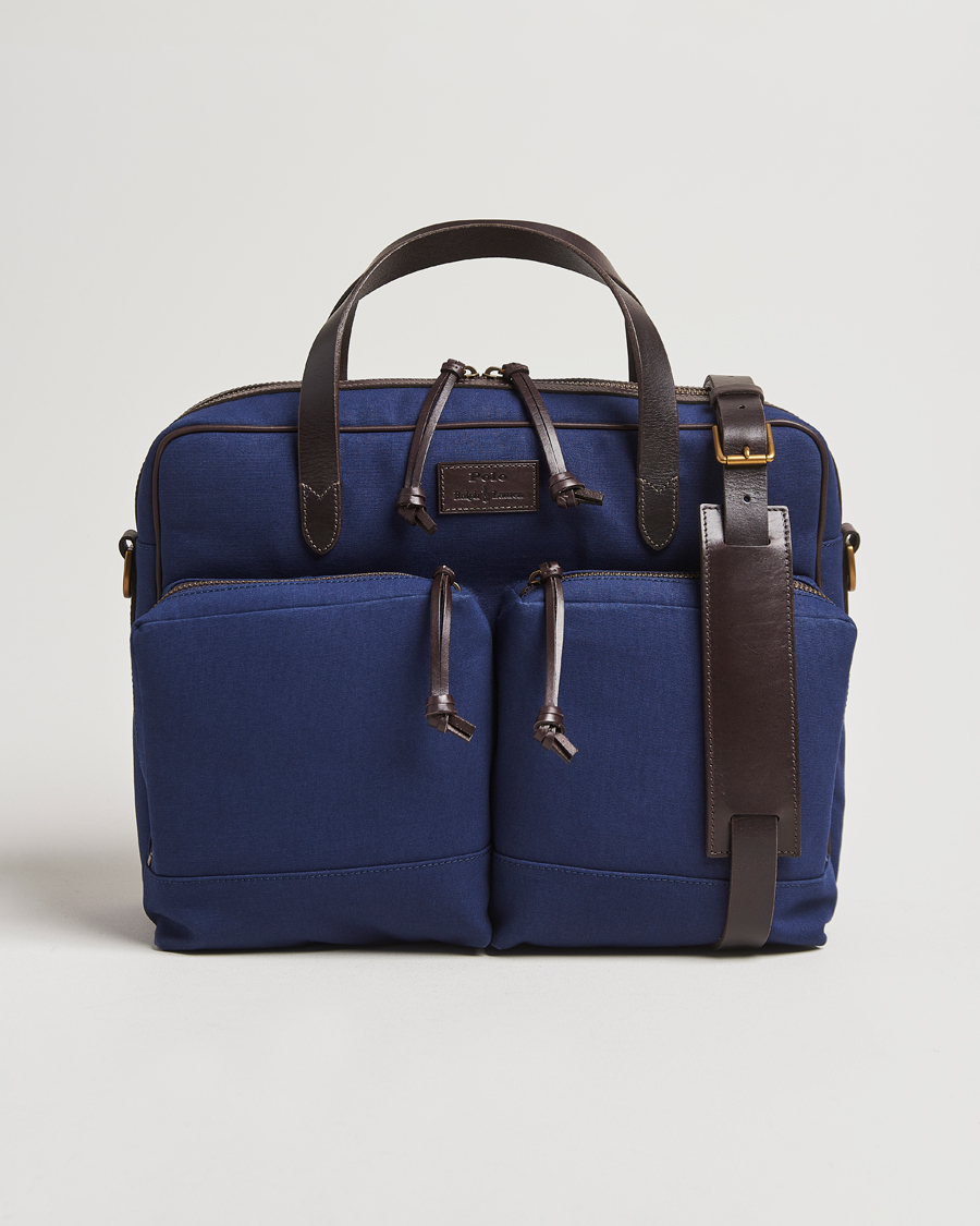 Herre | Polo Ralph Lauren Commuter Canvas Messenger Bag Newport Navy/Dk Brown | Polo Ralph Lauren | Commuter Canvas Messenger Bag Newport Navy/Dk Brown