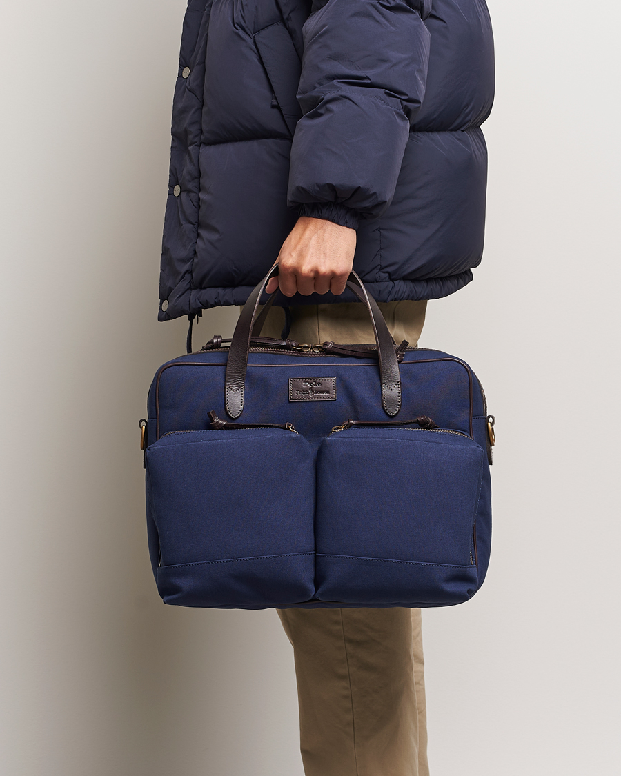 Herre | Polo Ralph Lauren Commuter Canvas Messenger Bag Newport Navy/Dk Brown | Polo Ralph Lauren | Commuter Canvas Messenger Bag Newport Navy/Dk Brown
