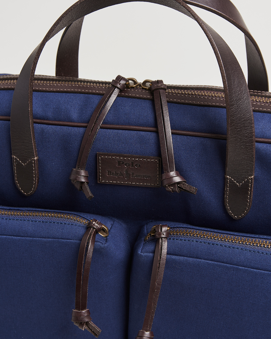 Herre | Polo Ralph Lauren Commuter Canvas Messenger Bag Newport Navy/Dk Brown | Polo Ralph Lauren | Commuter Canvas Messenger Bag Newport Navy/Dk Brown